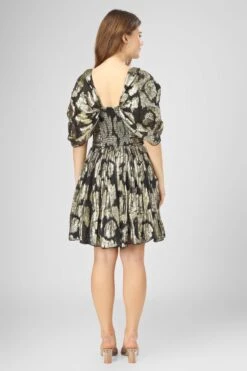 Sydney Metallic Printed Mini Dress In Black -Lace & Beads Shop IMG 0852