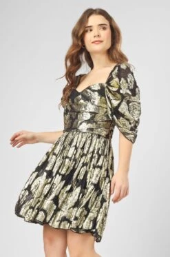 Sydney Metallic Printed Mini Dress In Black -Lace & Beads Shop IMG 0868