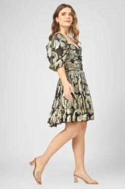 Sydney Metallic Printed Mini Dress In Black -Lace & Beads Shop IMG 0872