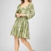 Sydney Metallic Printed Mini Dress In Olive Green -Lace & Beads Shop IMG 0905c