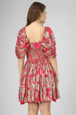 Sydney Metallic Printed Mini Dress In Fuchsia 9 Sydney Metallic Printed Mini Dress In Fuchsia -Lace & Beads Shop IMG 0924c