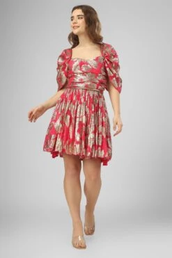 Sydney Metallic Printed Mini Dress In Fuchsia 11 Sydney Metallic Printed Mini Dress In Fuchsia -Lace & Beads Shop IMG 0929c