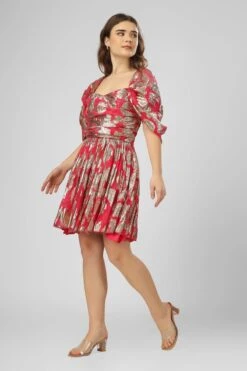 Sydney Metallic Printed Mini Dress In Fuchsia 10 Sydney Metallic Printed Mini Dress In Fuchsia -Lace & Beads Shop IMG 0945c