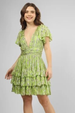 Madison Green Metallic Printed Mini Dress -Lace & Beads Shop IMG 1008c
