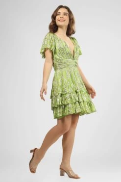 Madison Green Metallic Printed Mini Dress -Lace & Beads Shop IMG 1018c