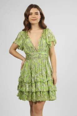 Madison Green Metallic Printed Mini Dress -Lace & Beads Shop IMG 1031c