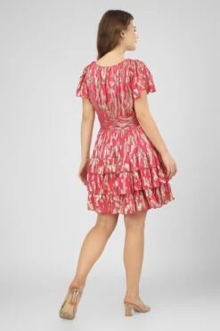 Madison Bright Pink Metallic Printed Mini Dress -Lace & Beads Shop IMG 1060c