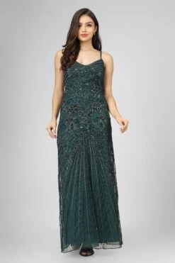 Sara Emerald Embellished Maxi Dress -Lace & Beads Shop IMG 2421