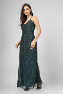 Sara Emerald Embellished Maxi Dress -Lace & Beads Shop IMG 2422
