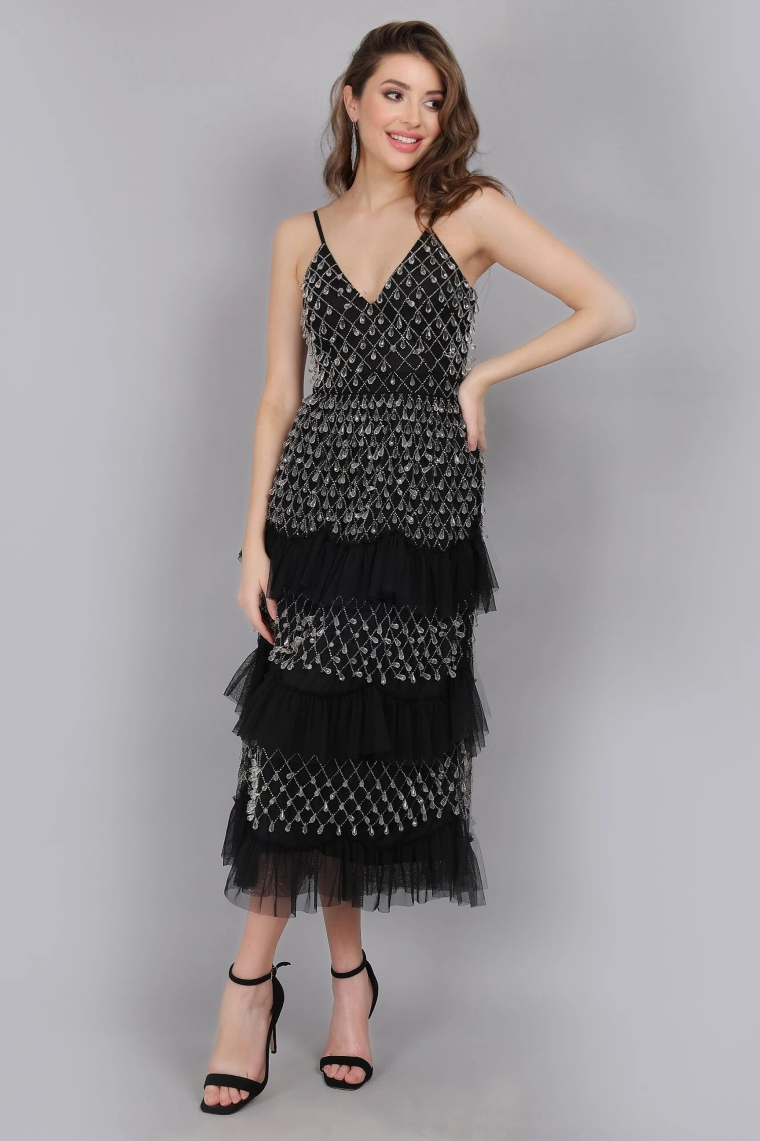 Pearl Drop Midaxi Dress In Black 4 Pearl Drop Midaxi Dress In Black - Image 2