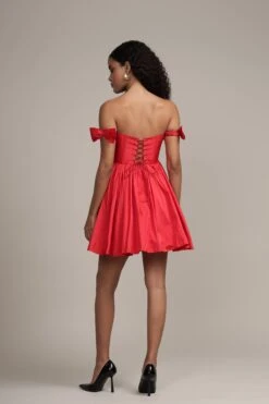 Carly Corset Mini Dress In Red -Lace & Beads Shop JLCarlyMiniinRed 5