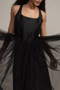 Gaela Mesh Midi Dress In Black -Lace & Beads Shop JL Gaela Midi in Black 8