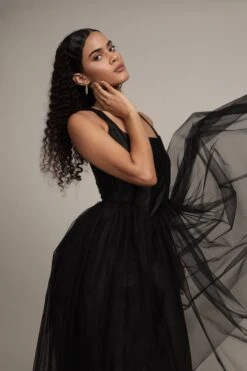 Gaela Mesh Midi Dress In Black -Lace & Beads Shop JL Gaela Midi in Black 9