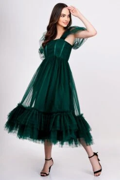 Jayne Emerald Green Tulle Midi Dress -Lace & Beads Shop JayneEmeraldGreen 2