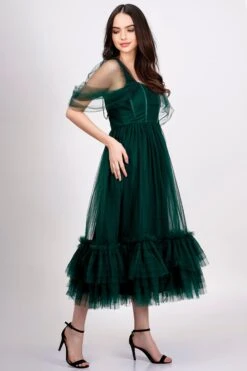 Jayne Emerald Green Tulle Midi Dress -Lace & Beads Shop JayneEmeraldGreen 5
