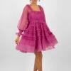 Jessica Tulle Smock Mini Dress In Vivid Purple -Lace & Beads Shop JessicaVividPurple 1 cut