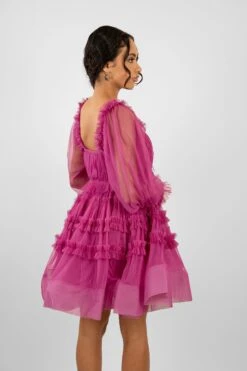 Jessica Tulle Smock Mini Dress In Vivid Purple -Lace & Beads Shop JessicaVividPurple 4