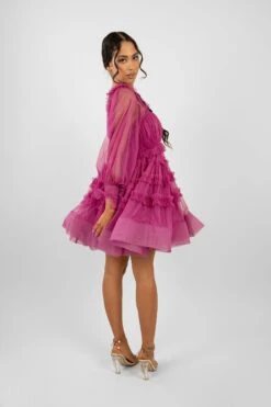 Jessica Tulle Smock Mini Dress In Vivid Purple -Lace & Beads Shop JessicaVividPurple 5