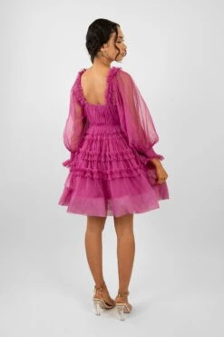 Jessica Tulle Smock Mini Dress In Vivid Purple -Lace & Beads Shop JessicaVividPurple 6
