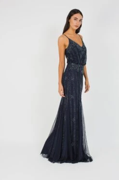 Keeva Navy Bridesmaid Maxi Dress -Lace & Beads Shop KeevaMaxinavyside