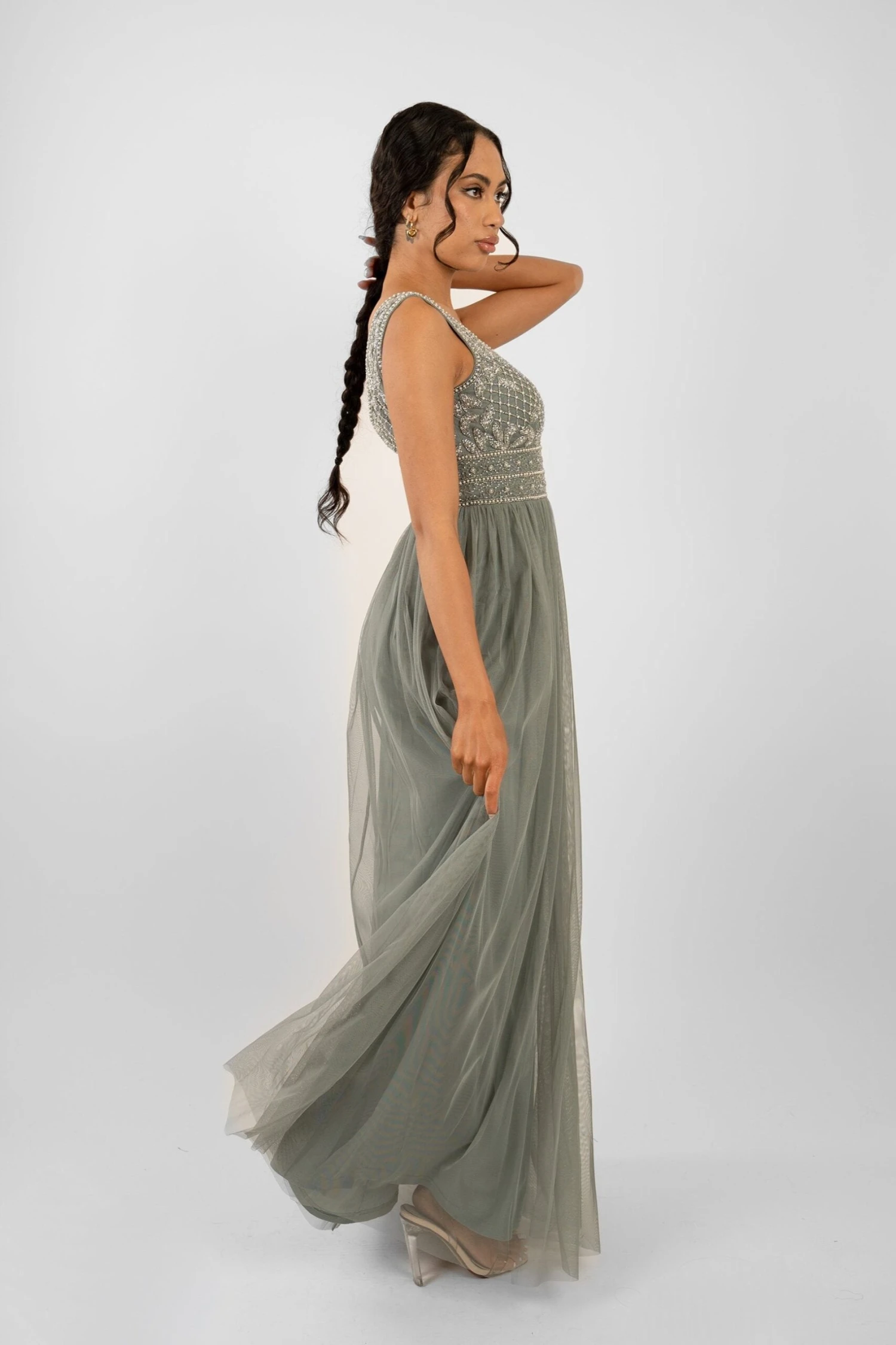 Kreshma Teal Embellished Maxi Dress 6 Kreshma Teal Embellished Maxi Dress - Image 4