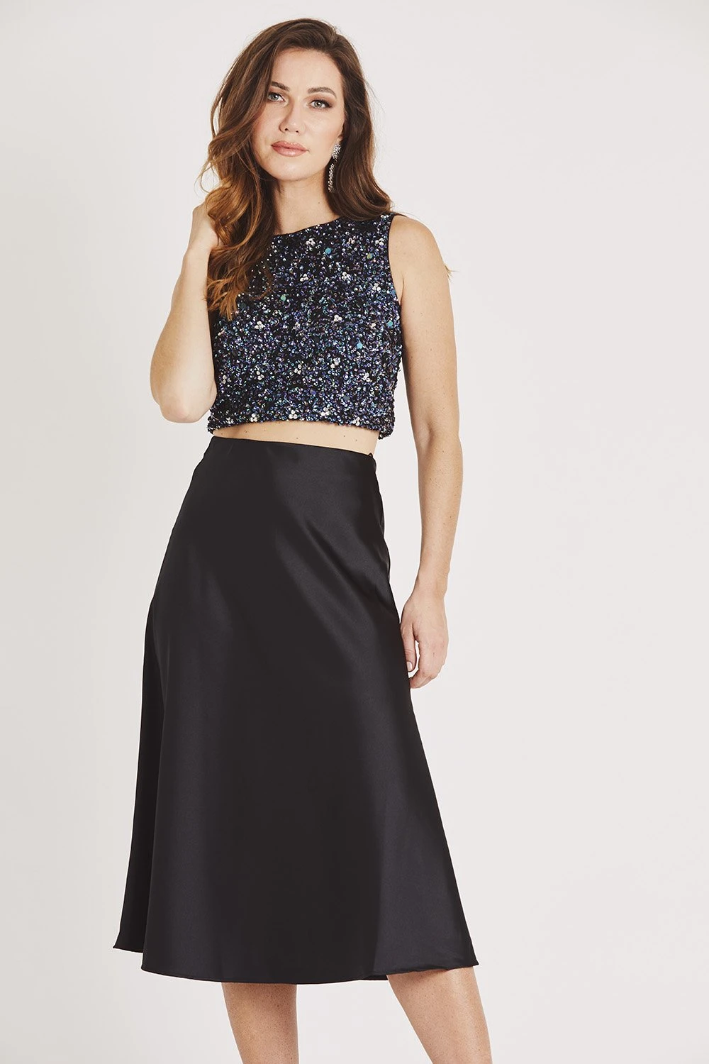 Sophie Black Satin Midi Skirt 7 Sophie Black Satin Midi Skirt - Image 5