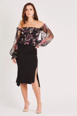 Rolf Top In Black Floral -Lace & Beads Shop LACE BEADS 2025