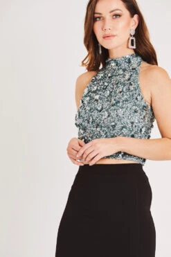 Gui Beaded Top In Teal -Lace & Beads Shop LACE BEADS 2074