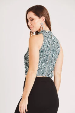 Gui Beaded Top In Teal -Lace & Beads Shop LACE BEADS 2087