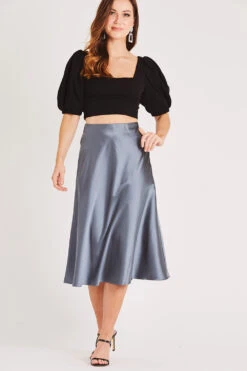 Sophie Grey Satin Skirt -Lace & Beads Shop LACE BEADS 2127