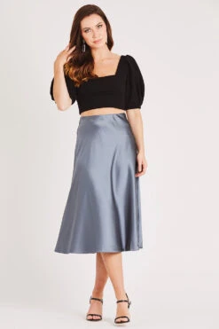 Sophie Grey Satin Skirt -Lace & Beads Shop LACE BEADS 2128