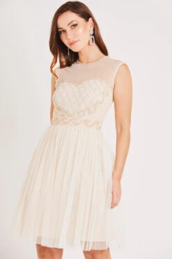 Cecilia Pearl Embellished Skater Dress