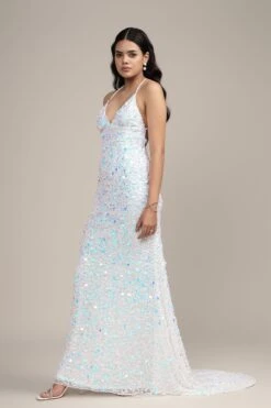 Alchemila Embellished Maxi Dress In Iridescent White -Lace & Beads Shop LB 1111202405 4