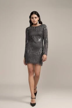 Neva Embellished Mini Dress In Grey 12 Neva Embellished Mini Dress In Grey -Lace & Beads Shop LB 1111202434 1