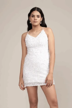 Every Embellished Mini Dress In White