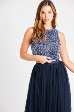 Val Tulle Midi Skirt In Navy -Lace & Beads Shop LNB1003NVY 2