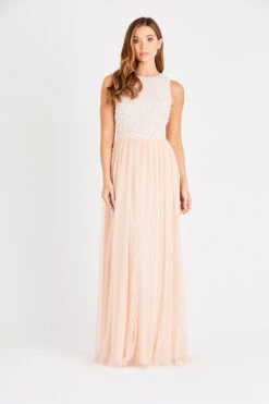 Picasso Bridesmaid Maxi In Blush Nude -Lace & Beads Shop LNB2327NDE 1