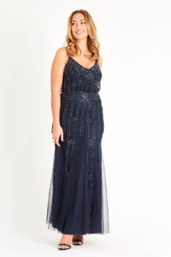 Keeva Navy Bridesmaid Maxi Dress -Lace & Beads Shop LNB3267NVY 1