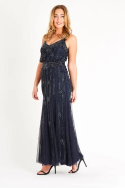 Keeva Navy Bridesmaid Maxi Dress -Lace & Beads Shop LNB3267NVY 4