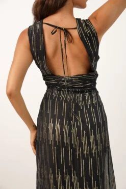 Norex Plunging Striped Dress With Tie Back 9 Norex Plunging Striped Dress With Tie Back -Lace & Beads Shop L B1087