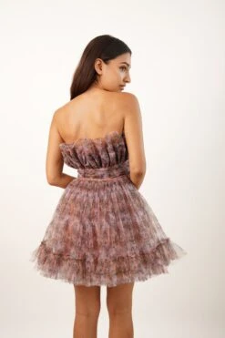 Nanita Tulle Mini Dress In Floral Print -Lace & Beads Shop L B1237
