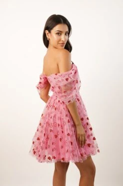 Sydney Pink Heart Mini Dress -Lace & Beads Shop L B1720