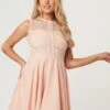 Carlie Blush Tulle And Lace Skater Dress -Lace & Beads Shop LaceandBeads1455