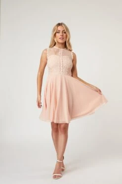 Carlie Blush Tulle And Lace Skater Dress 17 Carlie Blush Tulle And Lace Skater Dress -Lace & Beads Shop LaceandBeads1471