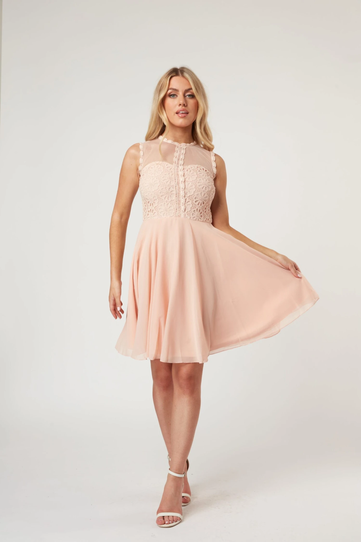 Carlie Blush Tulle And Lace Skater Dress 9 Carlie Blush Tulle And Lace Skater Dress - Image 7