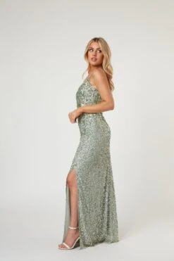 Gloria Sage Green Beaded Maxi Dress -Lace & Beads Shop LaceandBeads800