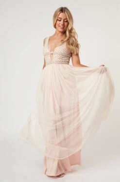 Myla Nude Embellished Maxi Dress -Lace & Beads Shop LaceandBeads885