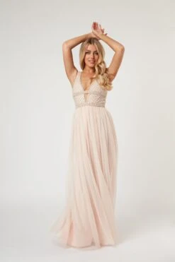 Myla Nude Embellished Maxi Dress -Lace & Beads Shop LaceandBeads901