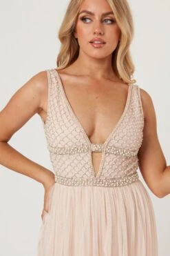 Myla Nude Embellished Maxi Dress -Lace & Beads Shop LaceandBeads919