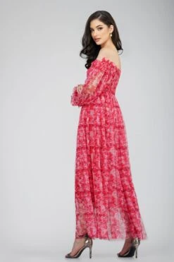 Lana Red Printed Tulle Dress -Lace & Beads Shop LanaMidi 5